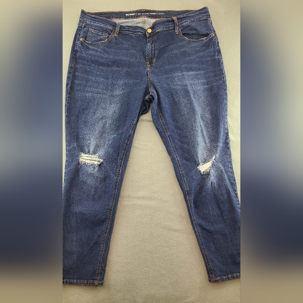 OLD NAVY Women's Boyfriend Skinny‎ Distressed Stretch Blue Jeans - Size 18